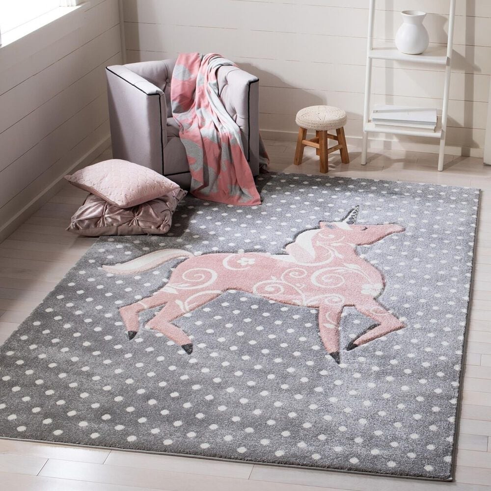 Safavieh Carousel 8&#39; x 10&#39; Grey, Ivory and Pink Kids   Area Rug, , large