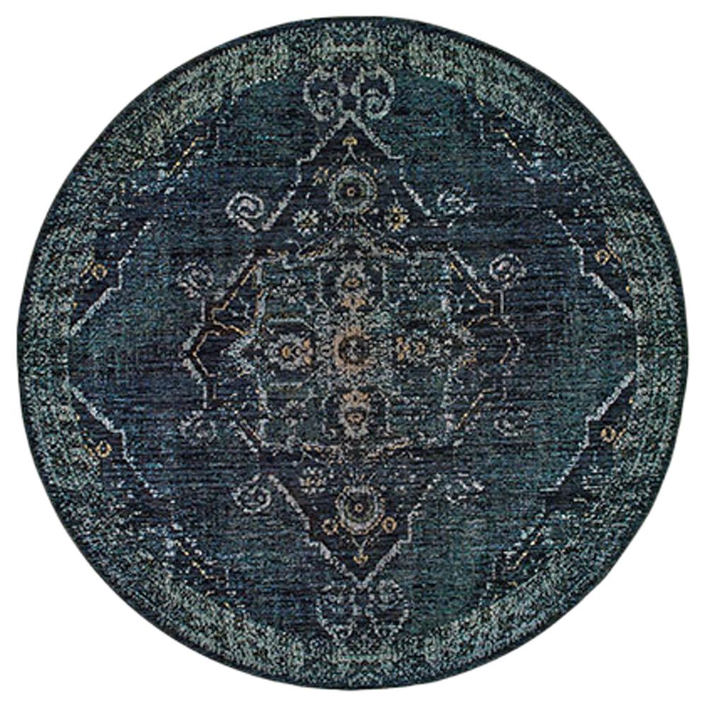 Oriental Weavers Andorra 7"10" Round Blue Area Rug, , large