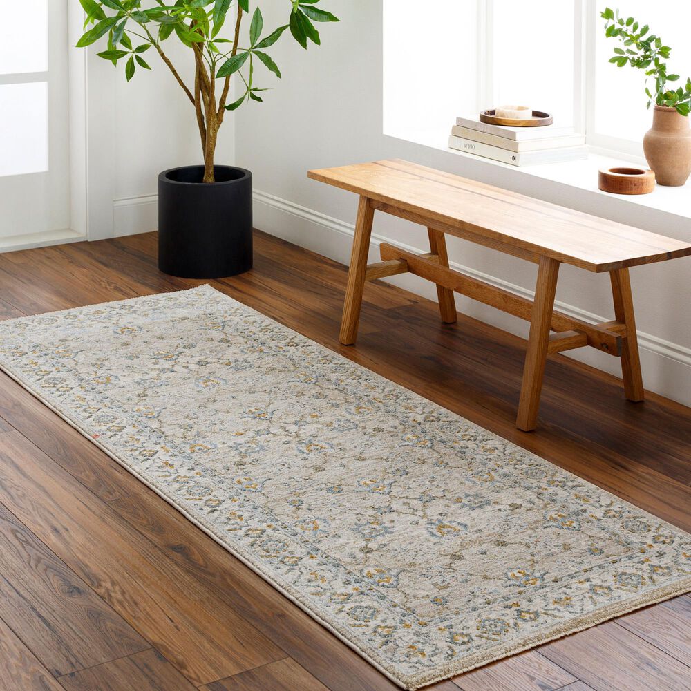 Surya Dresden Taupe, Off-White, Dusty Sage, Light Gray, Deep Teal, Olive and Mustard 2&#39;7&quot; x 10&#39; Runner, , large