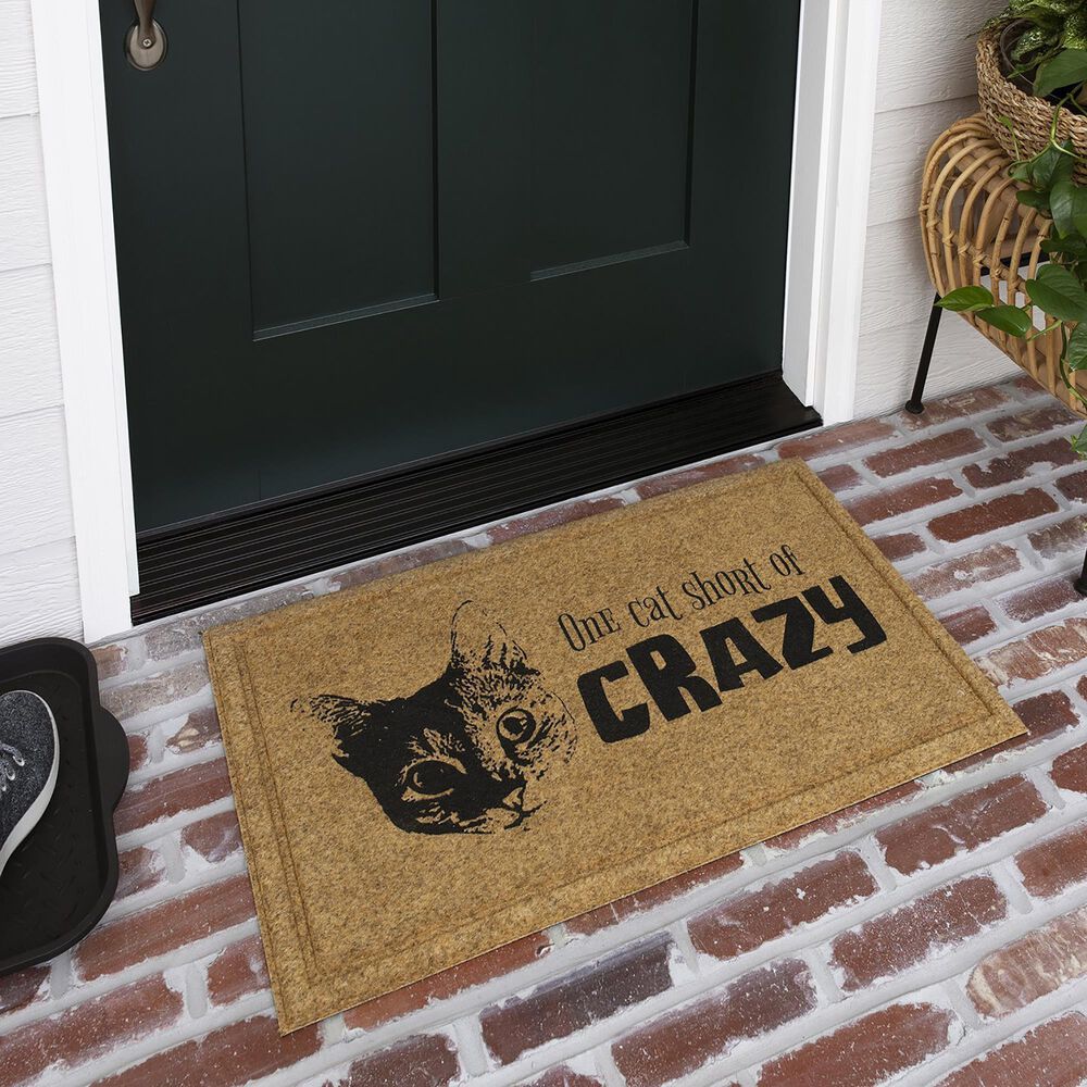 Karastan Bristol Cat Crazy 1&#39;6&quot; x 2&#39;6&quot; Natural Door Mat, , large