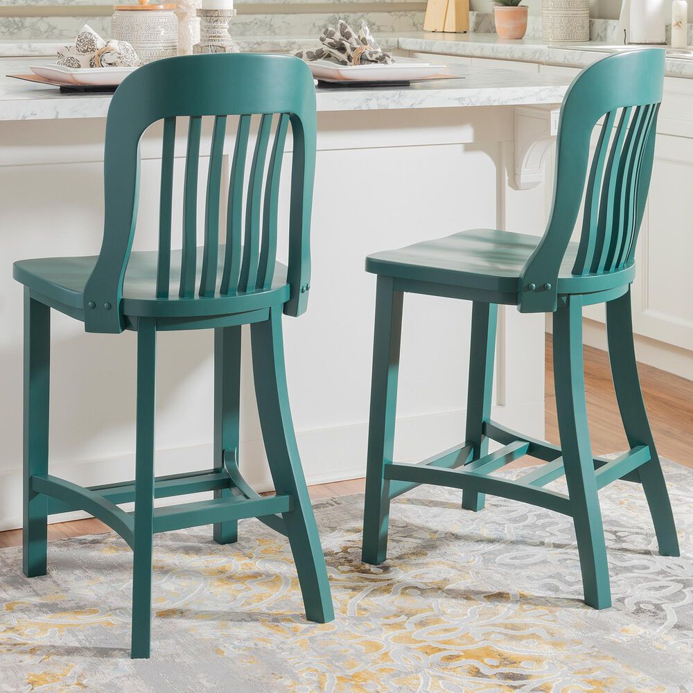 Linon Home Decor Maylen Counter Stool in Dark Green (Set of 2), , large