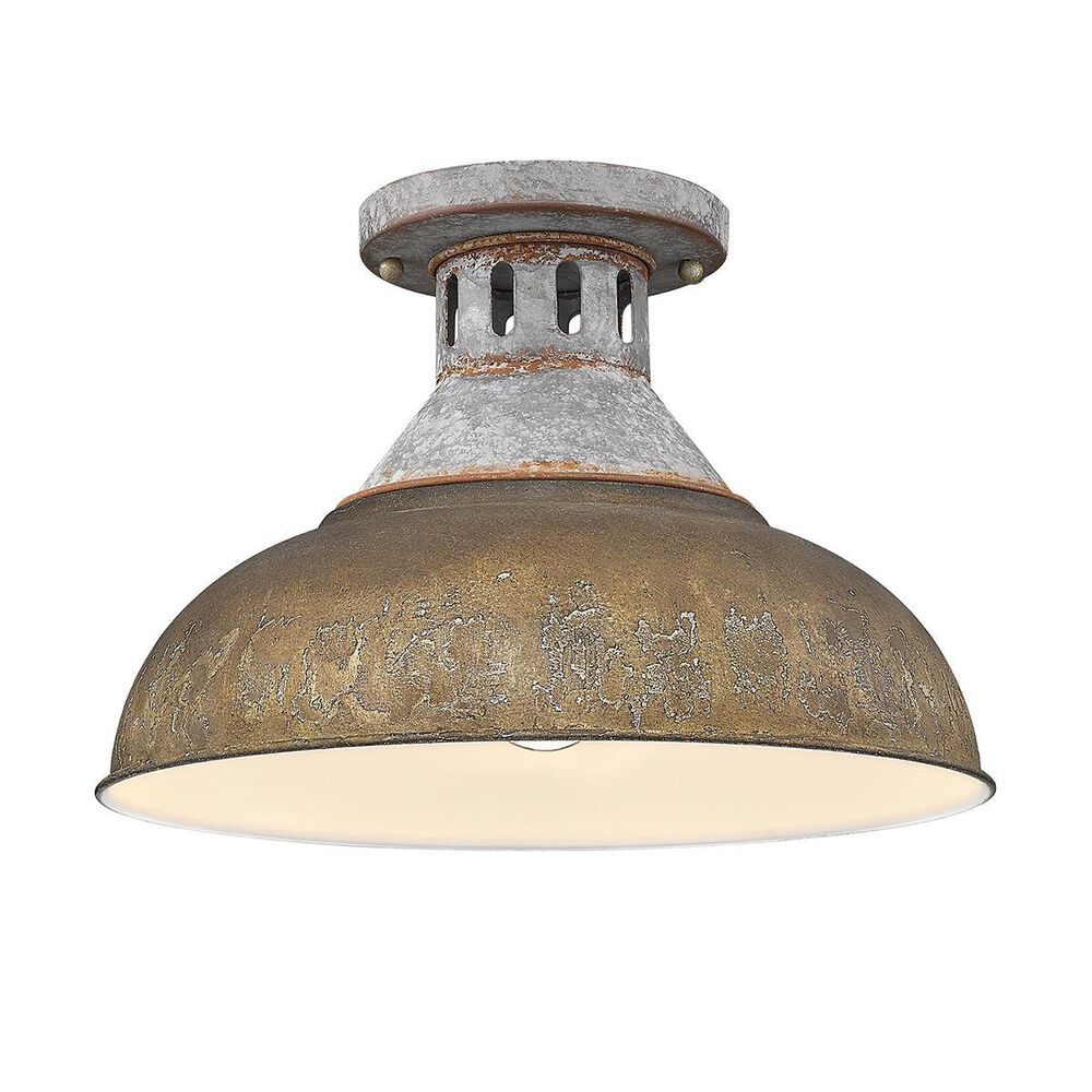 Golden Lighting Kinsley Semi-Flush in Aged Galvanized and Bronze, , large