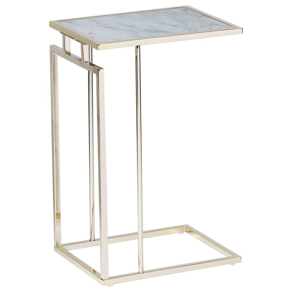 Southern Enterprises Colbi Glass Top C-Table in Champagne and White, , large