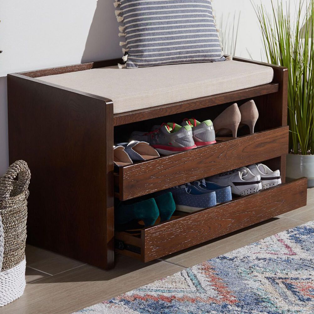 Safavieh Percy Bench in Beige/Walnut, , large