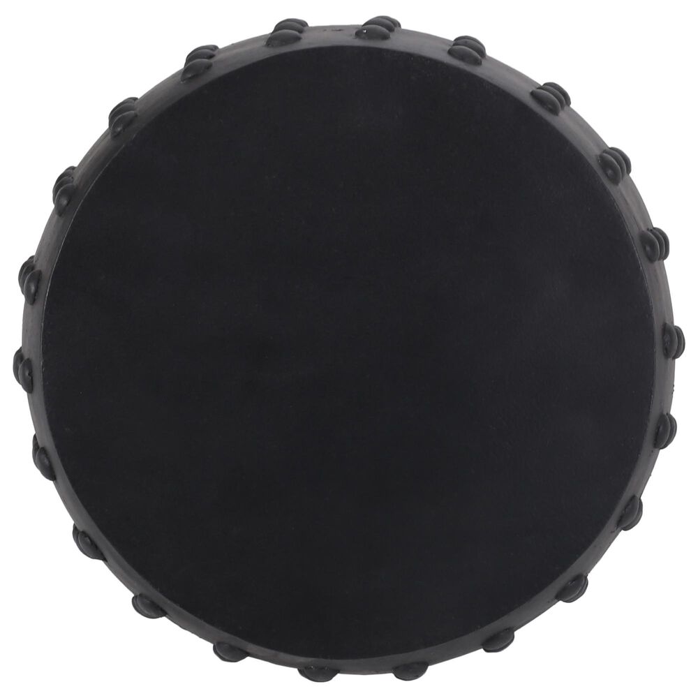 Hearth and Haven Outdoor Barrel Side Table with Studded Texture Design in Matte Black, , large