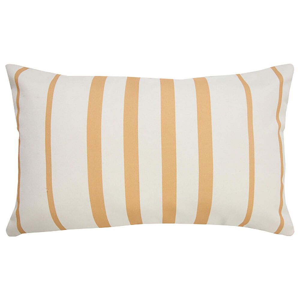 L.R. RESOURCES 14" x 20" Stripe Outdoor Pillow in Yellow and White, , large