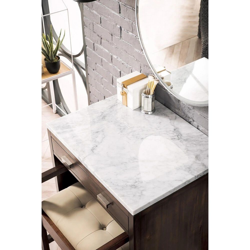 James Martin Vanities Addison 30" Freestanding Countertop Unit in Mid Century Acacia with 3 cm Carrara White Marble Top, , large