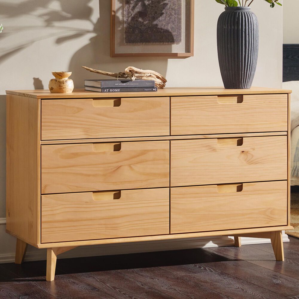 Walker Edison Sloane 6-Drawer Dresser in Natural Pine, , large