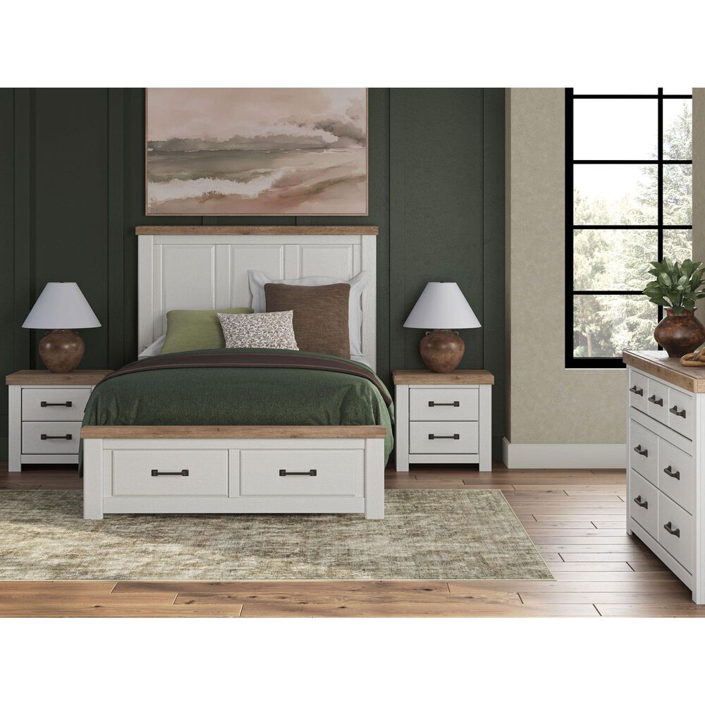 Ashley Savonport Queen Storage Panel Bed in White and Brown, , large