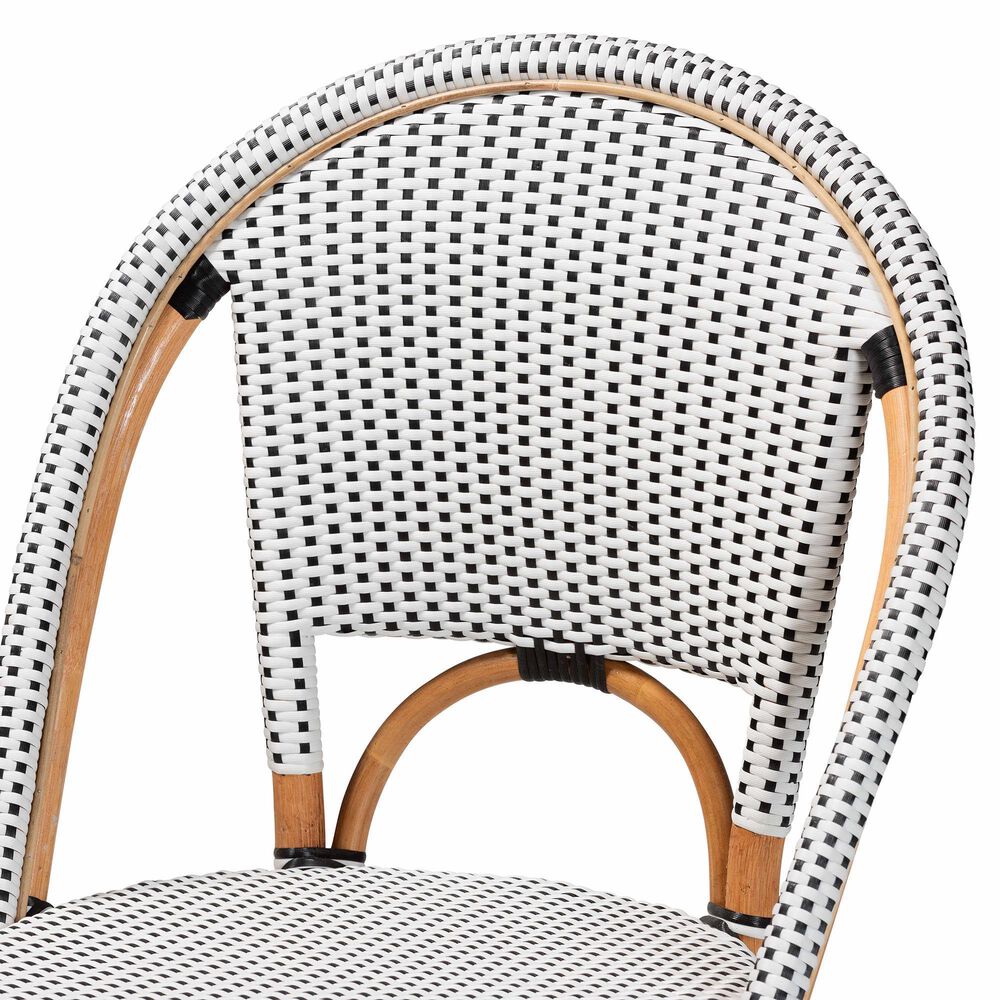 Baxton Studio Genica Counter Stool with Two-Tone Black and White Weaving in Natural Rattan (Set of 2), , large