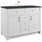 James Martin Bellshire 48" Single Bathroom Vanity in Bright White with 3 cm Charcoal Soapstone Silestone Top and Rectangular Sink, , large