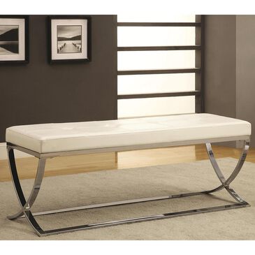 Pacific Landing Leather Bench in White, , large