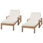 HOMLUX Adjustable Outdoor Chaise Lounge with Armrests and Light Teak Frame in Beige (Set of 2), , large