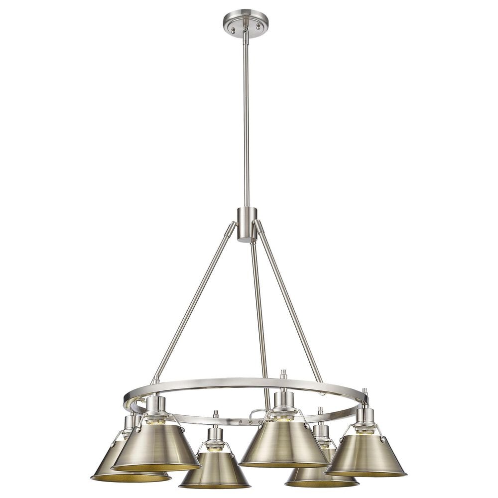 Golden Lighting Orwell 6-Light Chandelier with Aged Brass Shade in Chrome, , large
