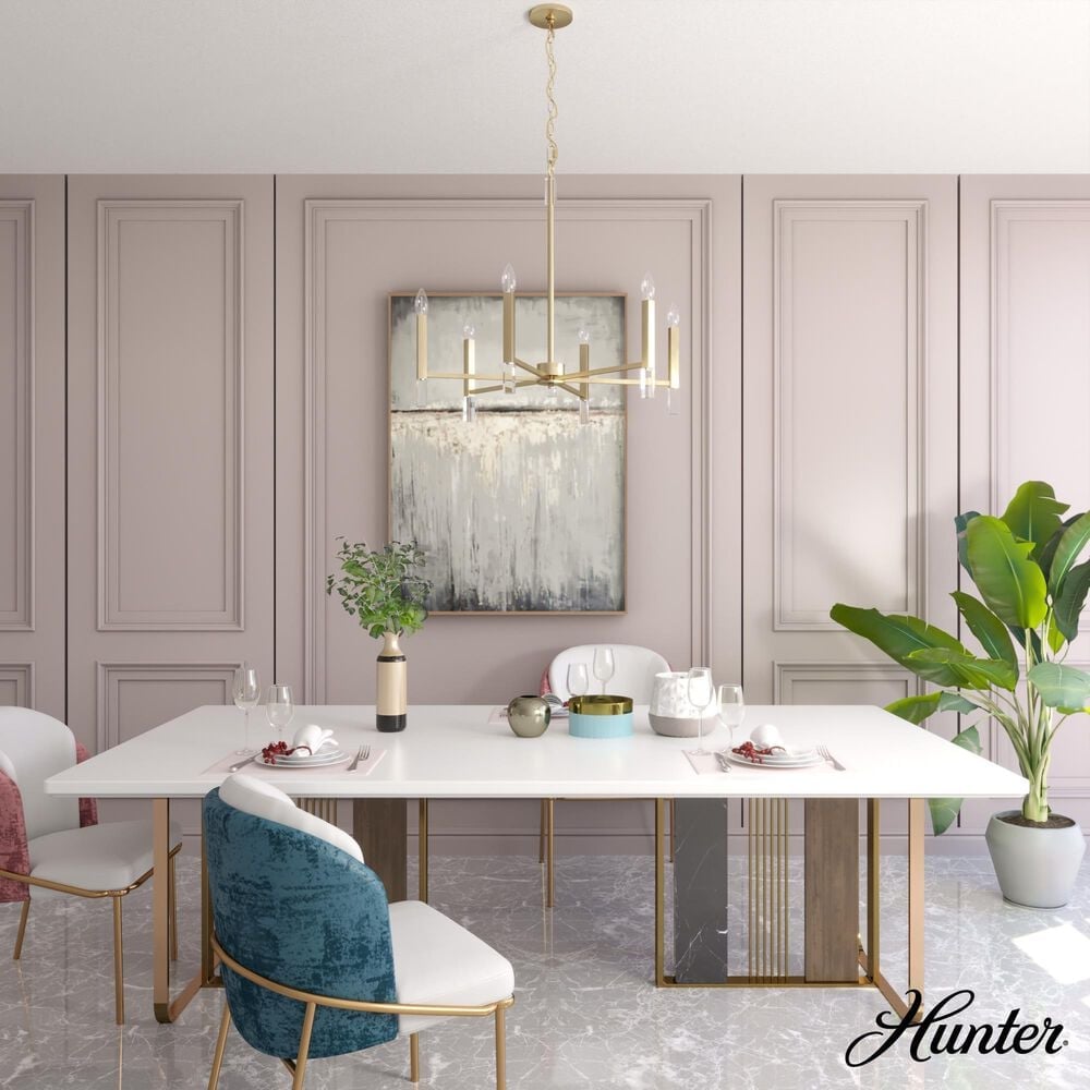 Hunter Sunjai 6-Light Chandelier in Alturas Gold, , large