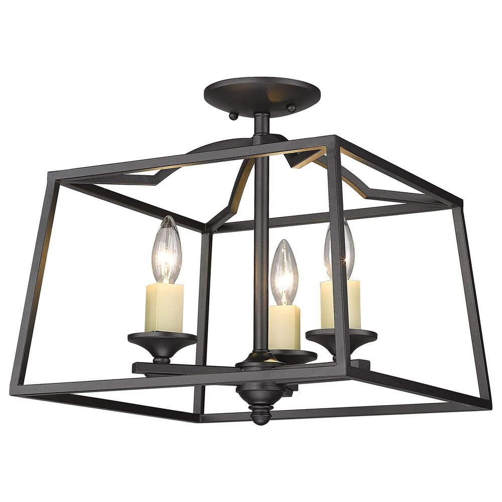 Golden Lighting Athena 3-Light Semi-Flush in Natural Black, , large