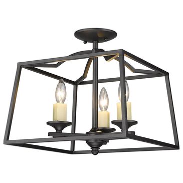 Golden Lighting Athena 3-Light Semi-Flush in Natural Black, , large