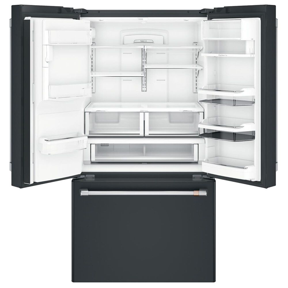 Cafe 27.8 Cu. Ft. French Door Refrigerator Energy Star with Hot Water Dispenser in Matte Black and Brushed Stainless, , large