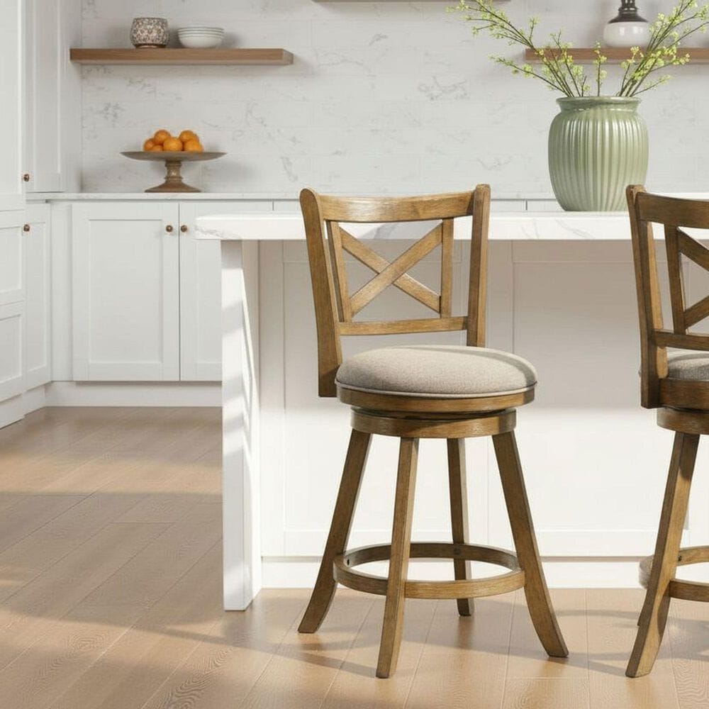 Armen Living Kodi Swivel Counter Height Stool with Static Gray in Sepia Brown, , large