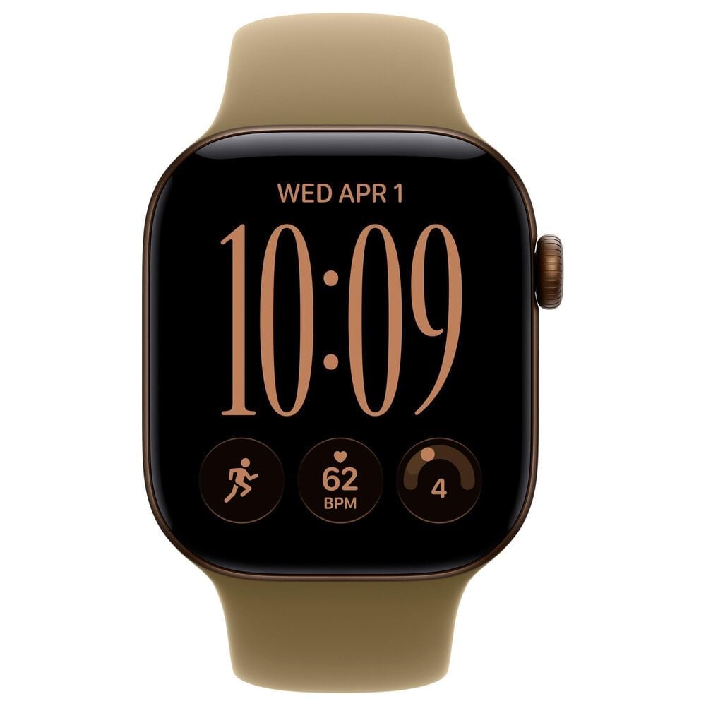 Apple Watch Series 12 (GPS) 42mm Dark Bronze Aluminum Case with Olive Sport Band - M/L and 2-Year AppleCare+, , large