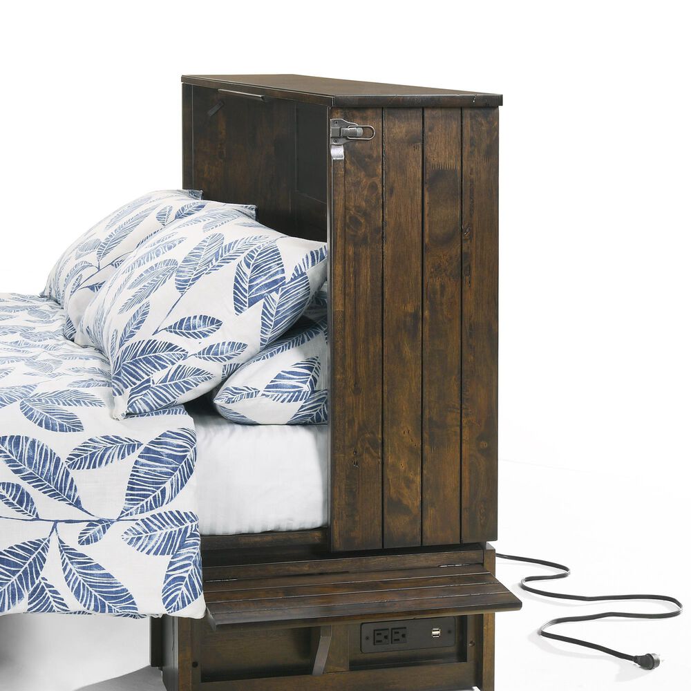 New Day Furniture Ranchero Queen Murphy Cabinet Bed in Wildwood Brown with Mattress, , large