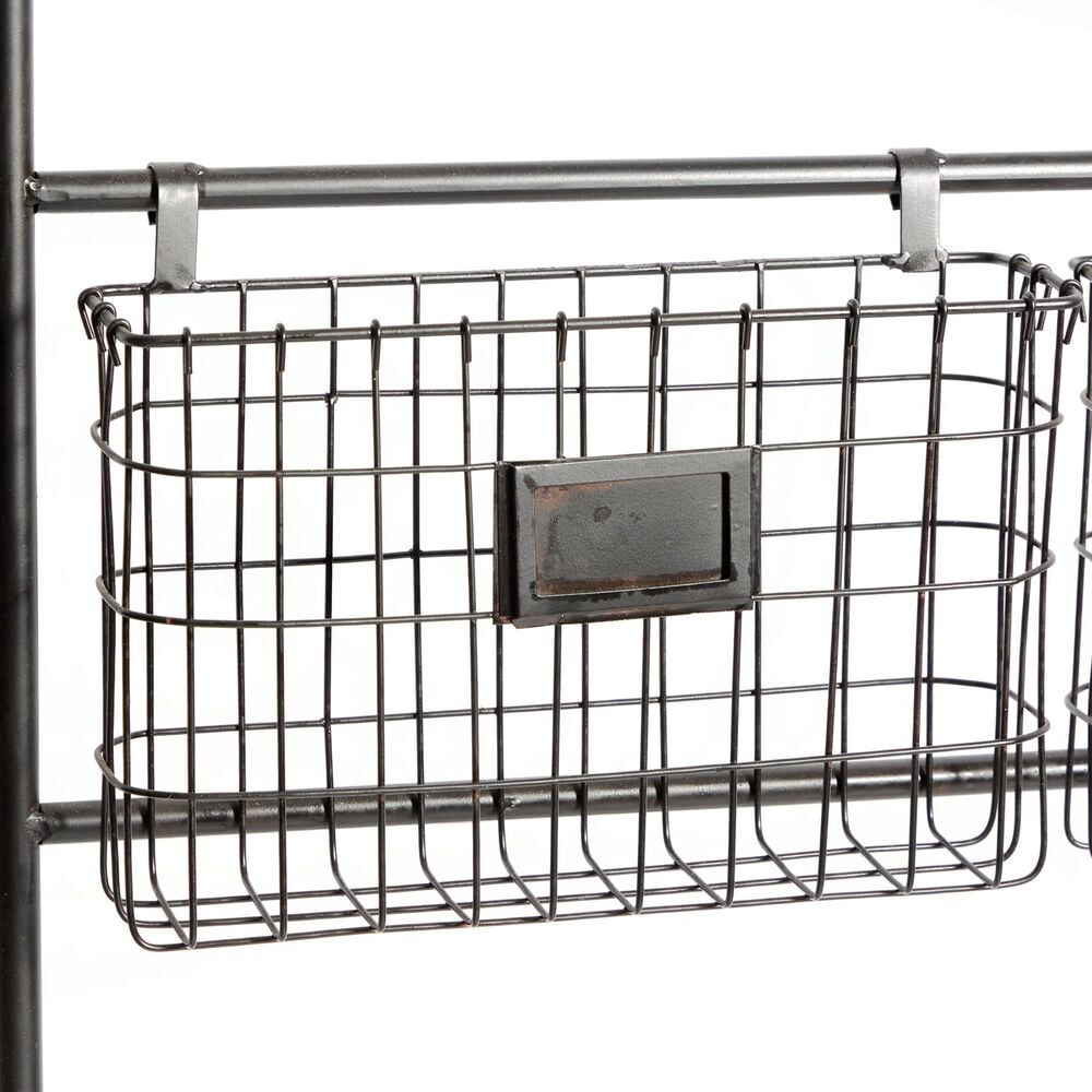 Maple and Jade 5-Slot Decorative Magazine Rack Holder with Suspended Baskets and Label Slot in Matte Black, , large