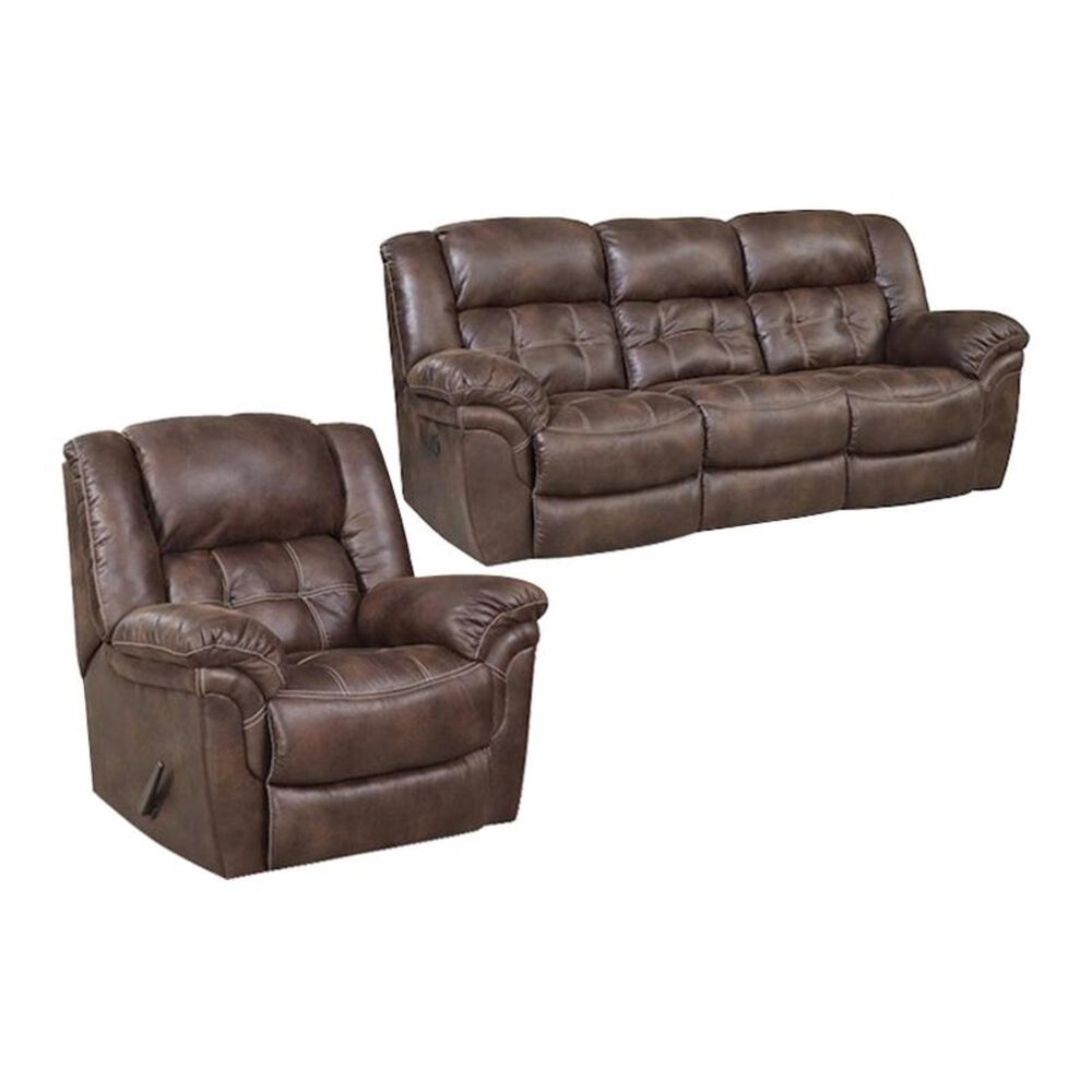 HomeStretch 2-Piece Reclining Sofa and Rocker Recliner in Chocolate, , large
