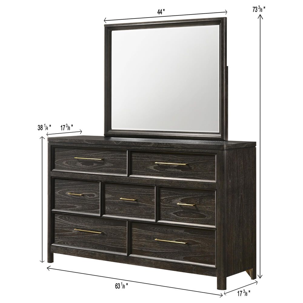 Crown Mark Ethel King Bed with Dresser, Chest, and Two Nightstands in Dark Brown, , large