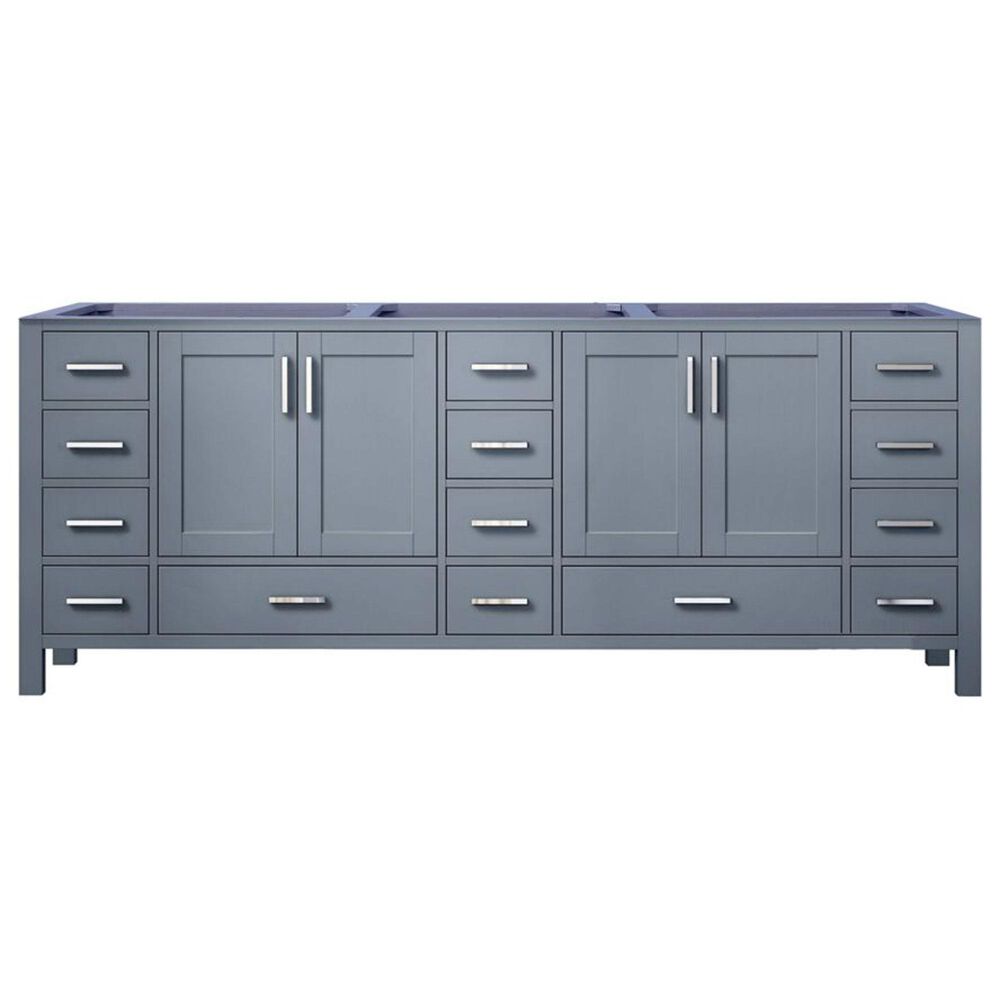 Lexora Home Jacques 84&quot; Double Bathroom Vanity in Dark Grey with 2 cm White Carrara Marble Top and Rectangular Sinks, , large