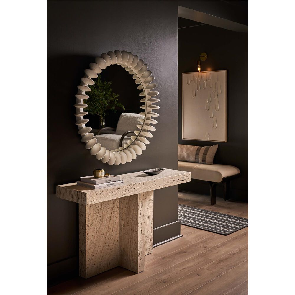 Furniture Worldwide Daxton Console Table in White Travertine, , large