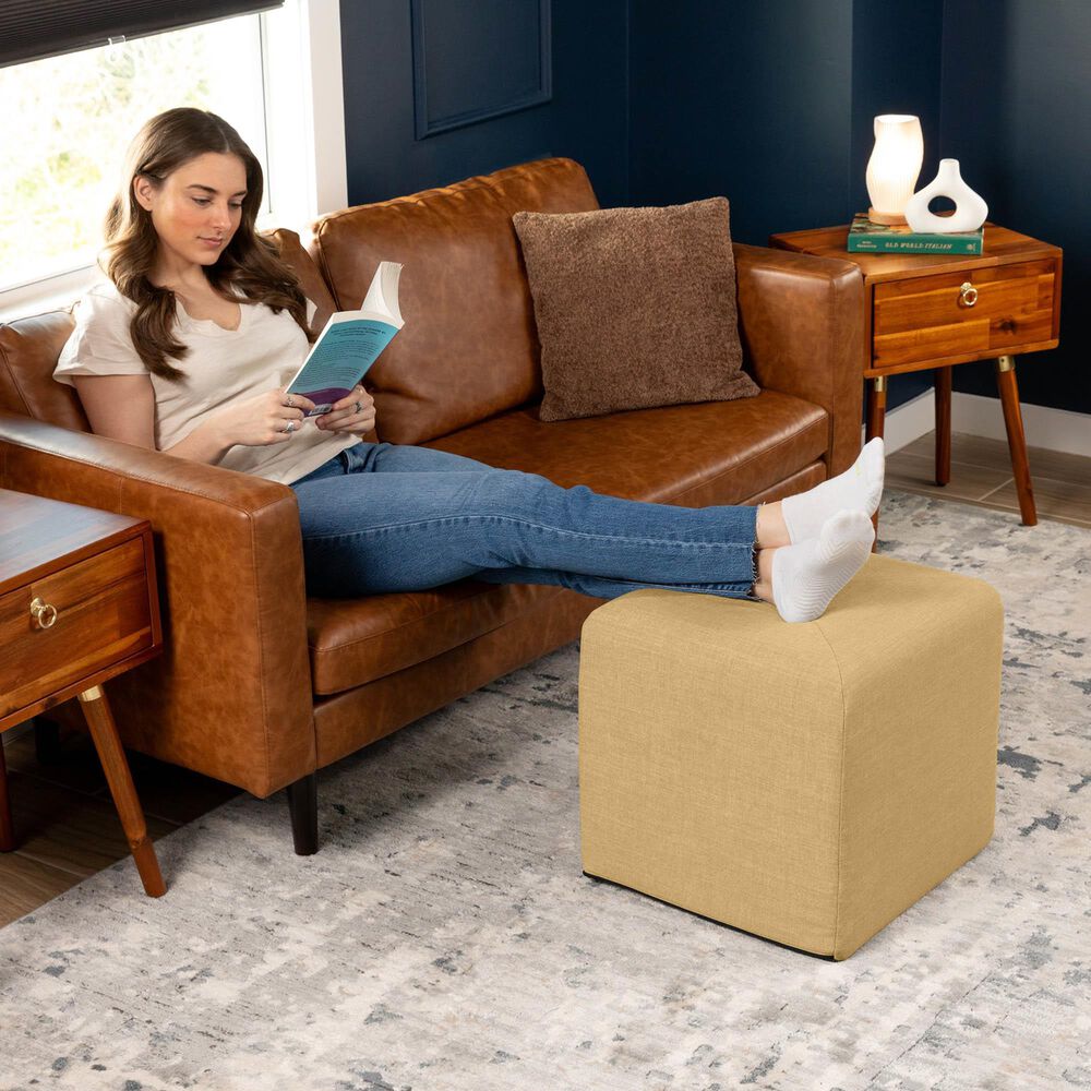 Jaxx Monroe Small Ottoman in Wheat Gold, , large