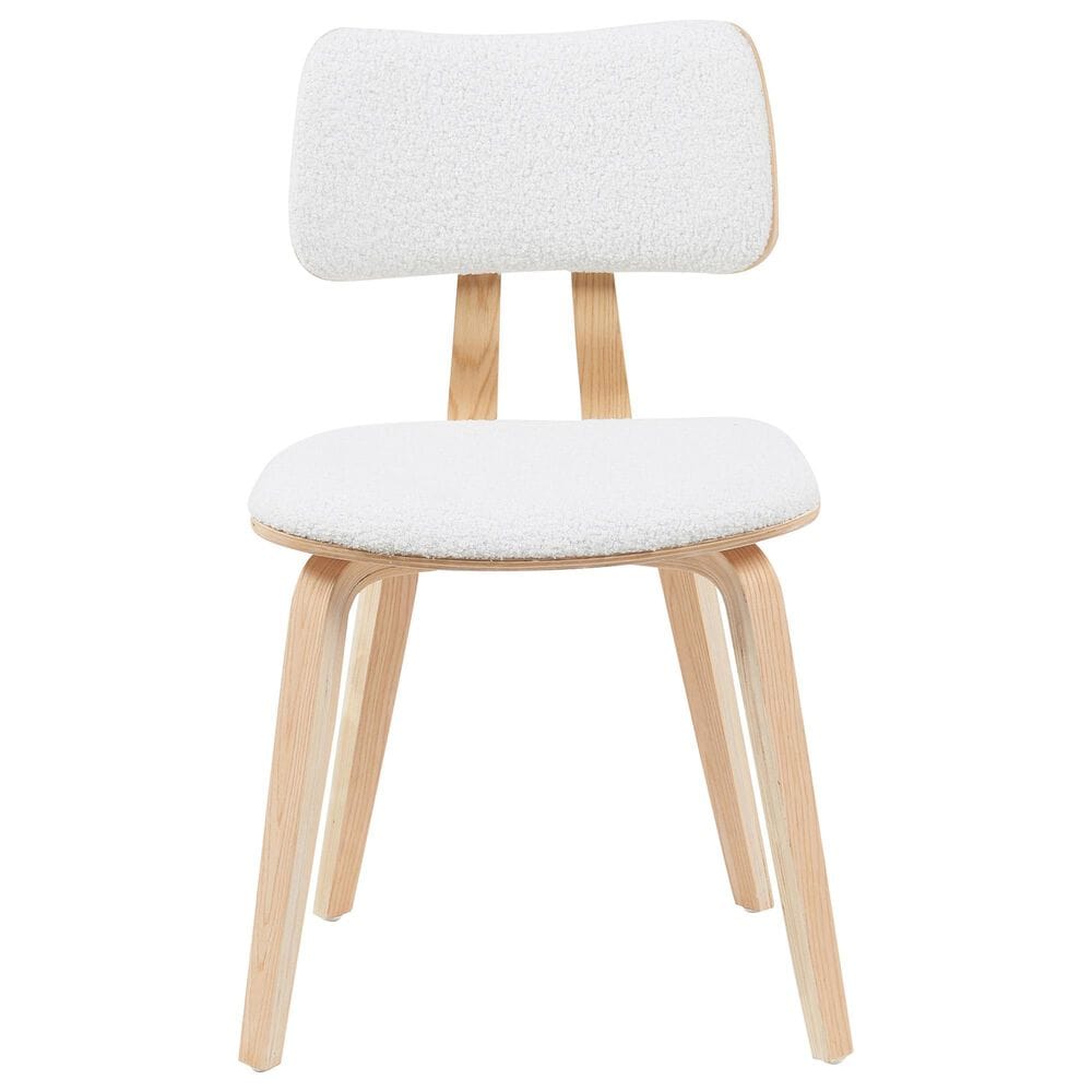 Armen Living Jaguar Side Chair with White Upholstery in Oak, , large