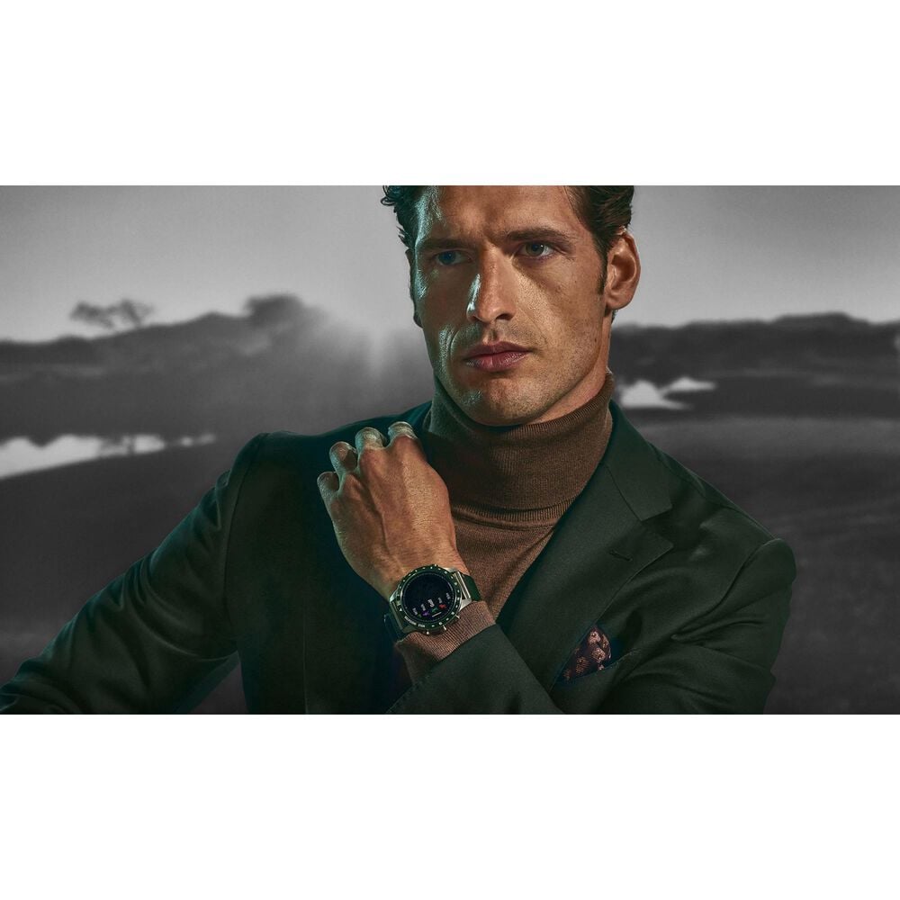 Garmin MARQ 2 Golfer AMOLED Smartwatch Silver Grade 5 Titanium Bezel Case with Green Nylon Band, , large