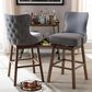 Baxton Studio Gradisca Swivel Bar Stool with Grey Cushion in Dark Walnut (Set of 2), , large