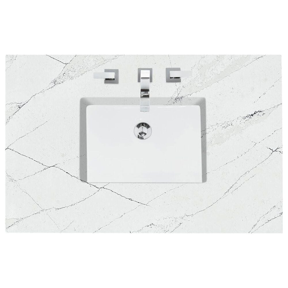 James Martin Vanities Athens 36&quot; Single Bathroom Vanity in Glossy White with 3 cm Ethereal Noctis Quartz Top and Rectangular Sink, , large