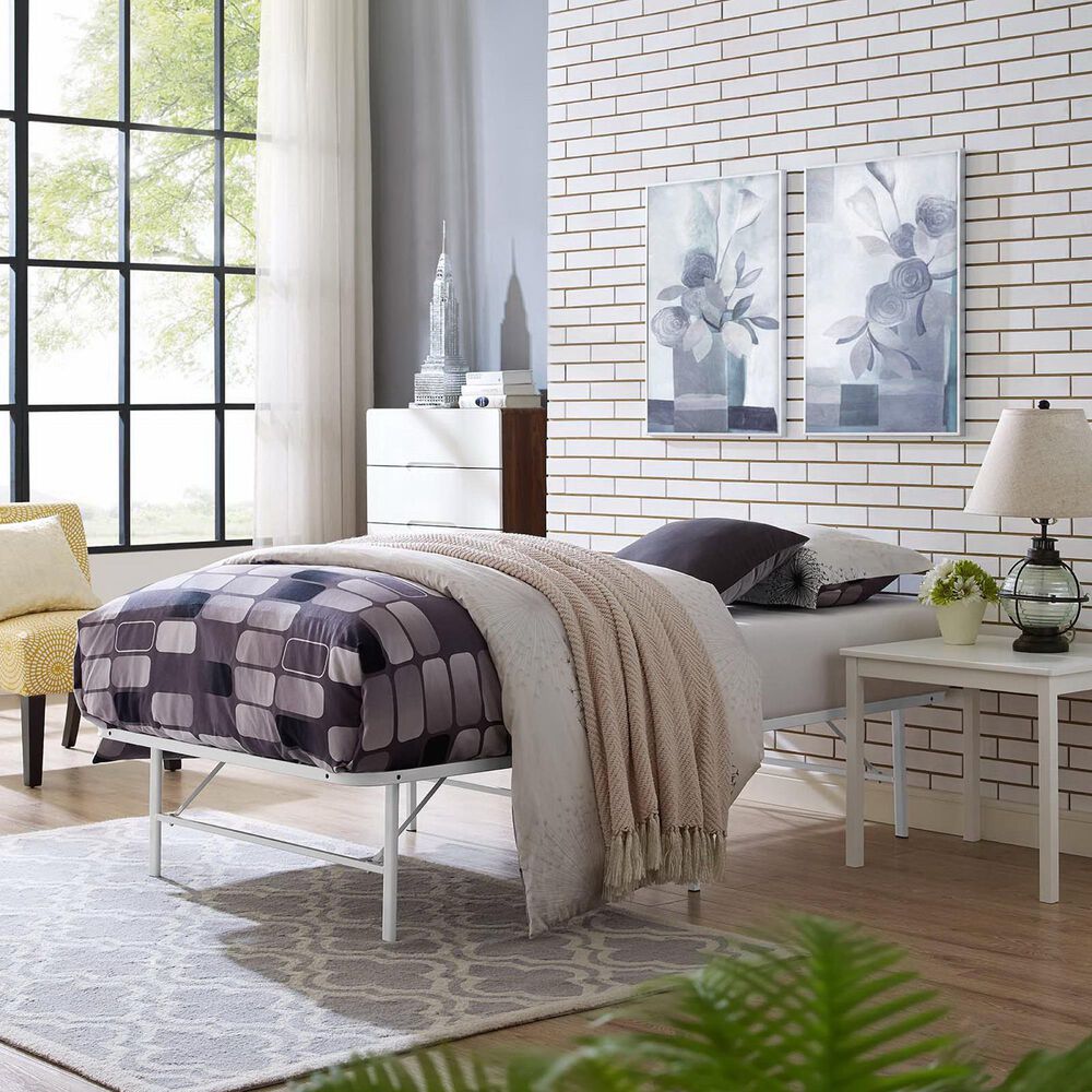 Modway Horizon Platform Twin Bed Frame in White, , large
