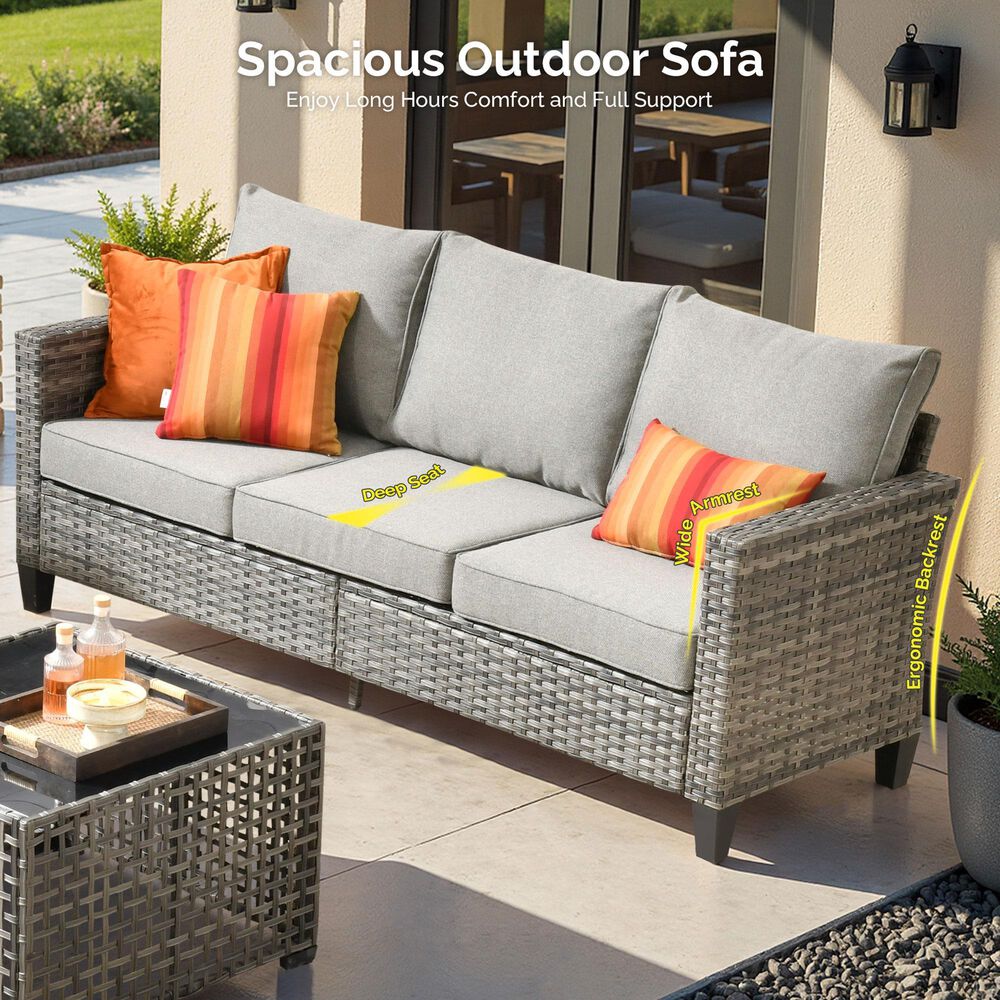HOMLUX 6-Piece Outdoor Conversation Set in Dark Gray, , large