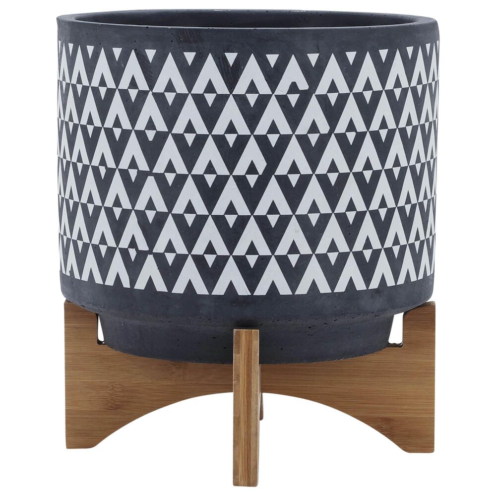 Sagebrook Home 10" Aztec Planter on Stand in Gray, , large