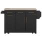 HOMLUX 59.3"" Kitchen Island with Trash Can Storage in Black and Natural, , large