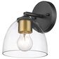Golden Lighting Roxie 1-Light Wall Sconce with Brushed Champagne Bronze Accent in Matte Black, , large