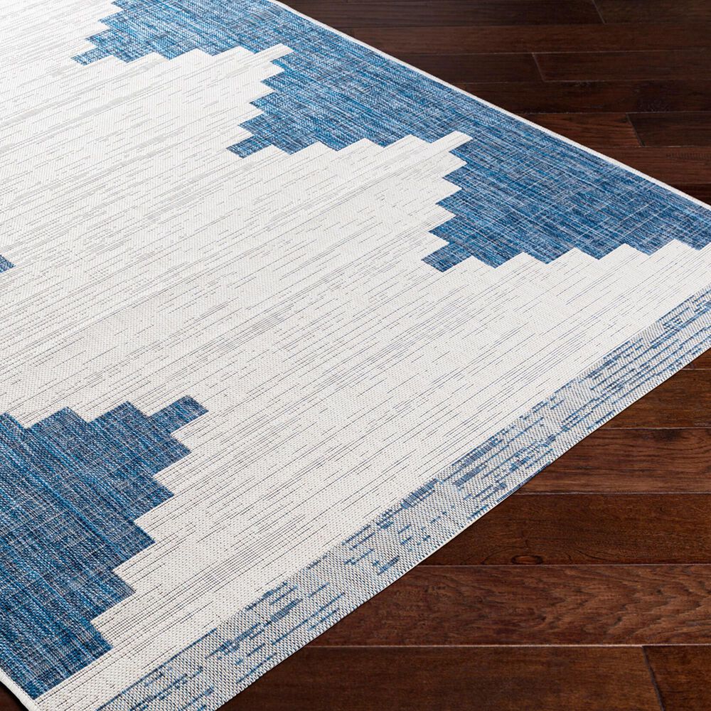 Surya Eagean EAG-2355 Dark Blue, Off-White, Navy and Pale Blue 4&#39;3&quot; x 5&#39;11&quot; Indoor/Outdoor Area Rug, , large