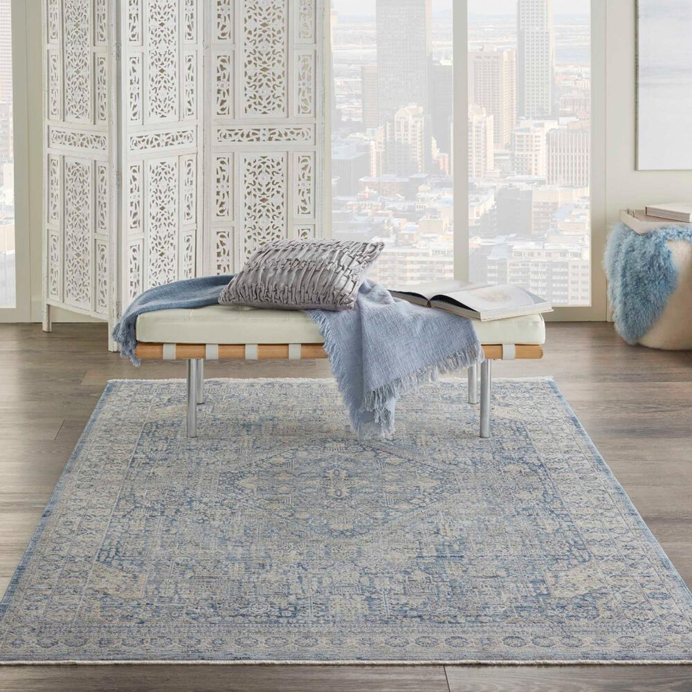 Nourison Lustrous Weave LUW02 5&#39;3&quot; x 7&#39;9&quot; Blue and Ivory Area Rug, , large