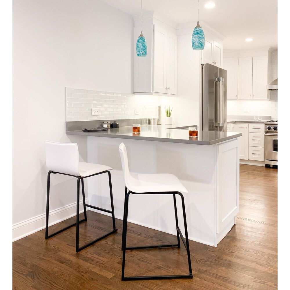 Lumisource Mara Counter Stool with White Cushion in Black &#40;Set of 2&#41;, , large