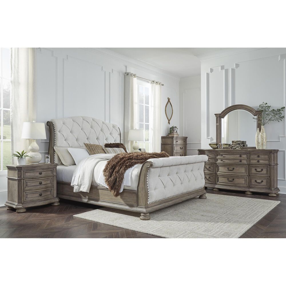Ashley Ardenfield King Upholstered Sleigh Bed in Light Brown, , large