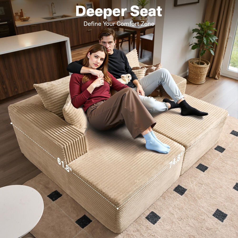 HOMLUX Sectional Sofa, with High-Density Foam and Comfortable Seating in Beige, , large