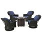 Noble House Liam 5-Piece Round Fire Pit Chat Set in Dark Brown and Hammered Bronze, , large