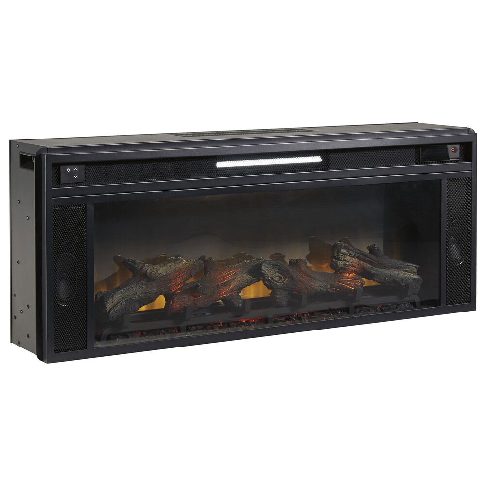 Ashley Foyland 83&quot; TV Stand with Electric Fireplace in Black and Brown, , large