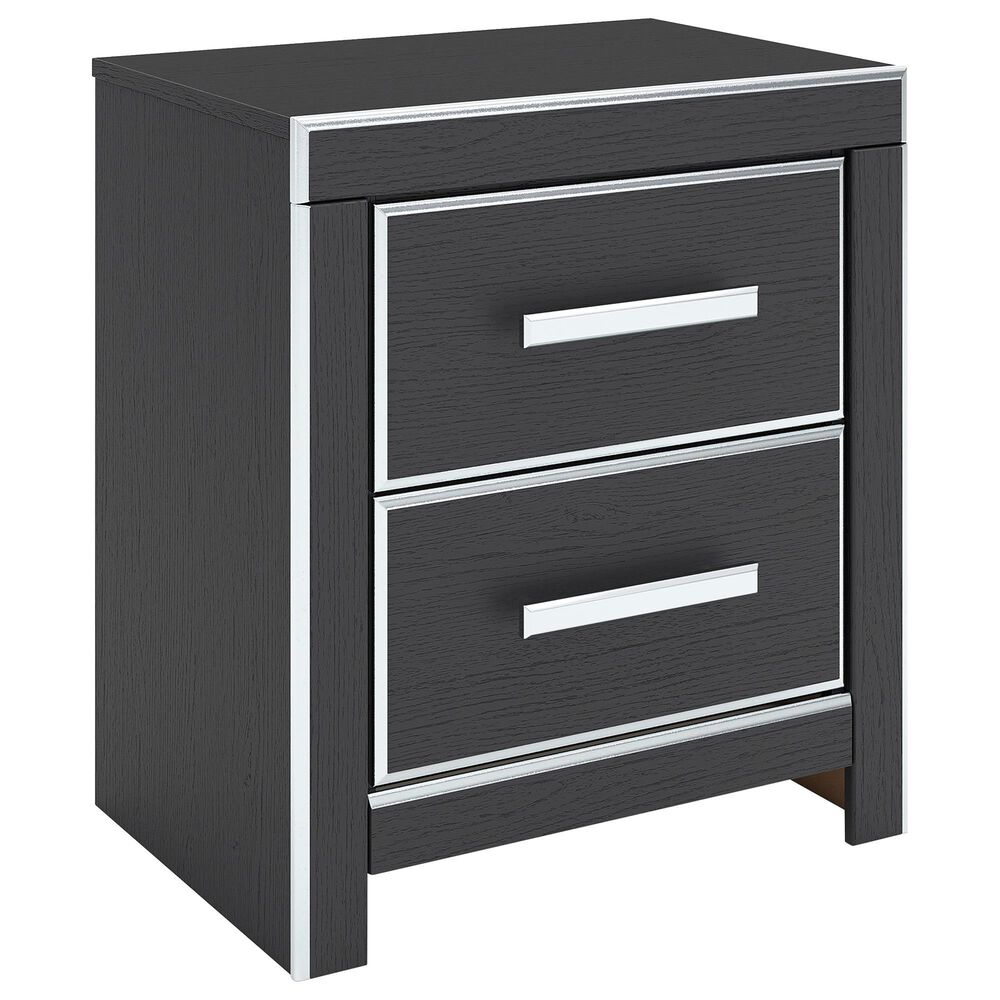 Ashley Zuraleus 2-Drawer Night Stand in Matte Black and Chrome, , large