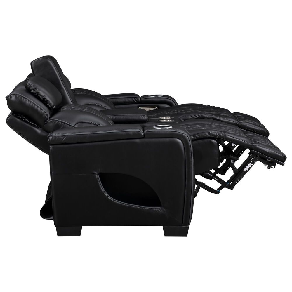Titanic Furniture All Star Power Reclining Loveseat with Power Headrest in Black, , large