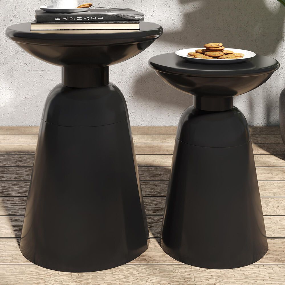 Hearth and Haven Serenita Patio Side Tables in Black &#40;Set of 2&#41;, , large